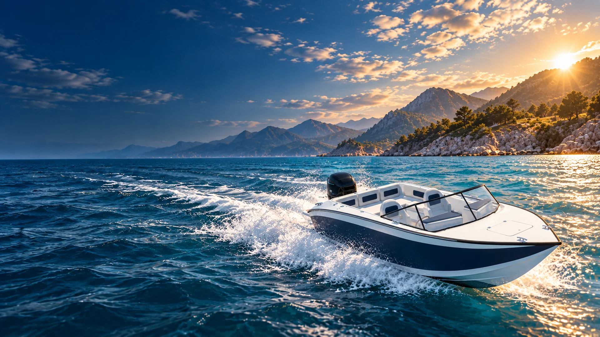 Cinematic promotional artwork for VR Boat Template