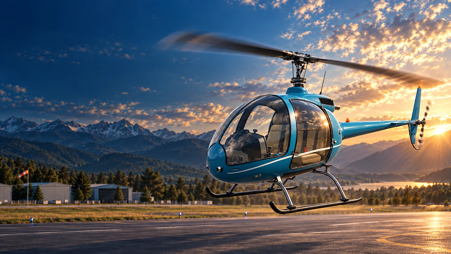 Cinematic promotional artwork for VR Helicopter Template